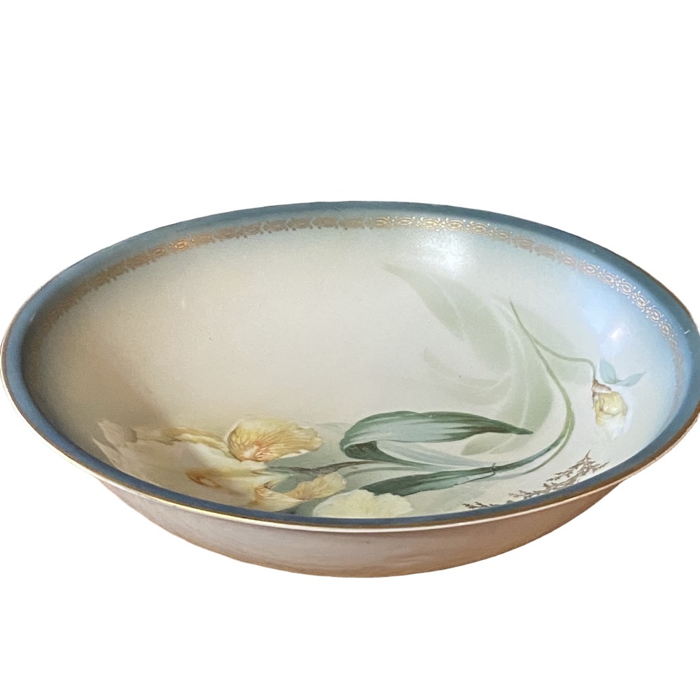 RS Silesia Germany Gold Gilt Hand Painted Tulip Porcelain Bowl c.1920s 9" - Picture 14 of 16